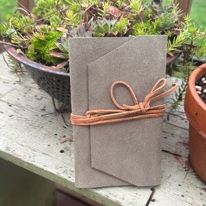 Hand Crafted Moss Green Suede Notebook with Bird Field Notes